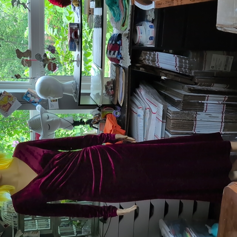 Zaberry Wine Red Velour Velvet * Sz Medium * Stretch Mermaid Dress * Beautiful